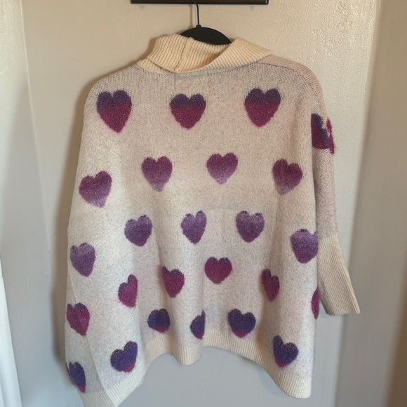 Anthropologie Heart Cardigan Purple Pink Cream - Picture 7 of 9